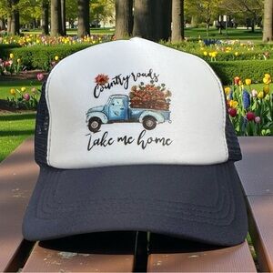 Country Roads Graphic Trucker Hat - Blue and White